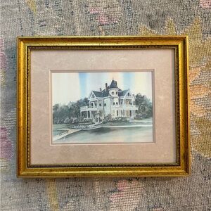Signed Framed Victorian House Watercolor Painting by Blanche Sumrall